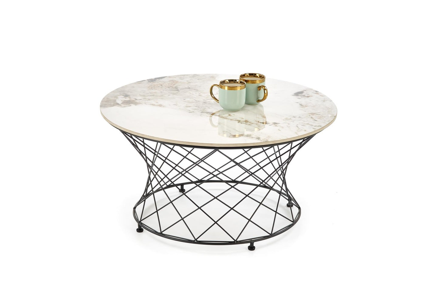 Kafijas galds 80/42 cm bēšs marmors/melns - N1 Home
