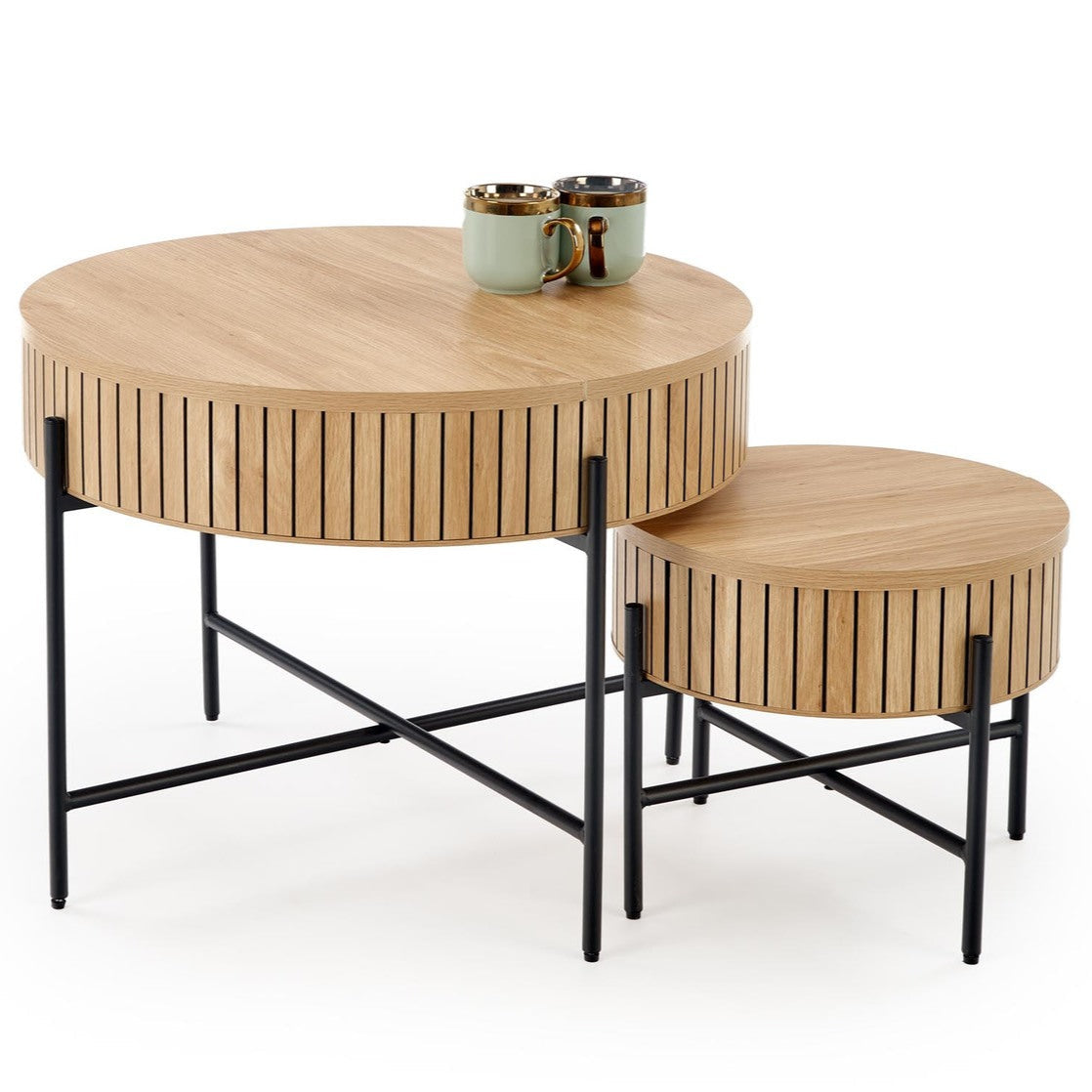 Kafijas galds Dans (2) 67/50 cm un 40/36 cm dabīgs/melns - N1 Home