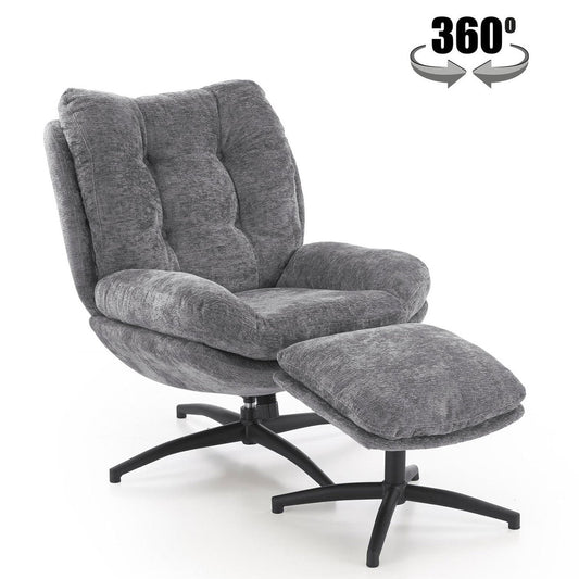 Krēsls ar kāju balstu Peso 76/92/96/48 cm pelēks - N1 Home