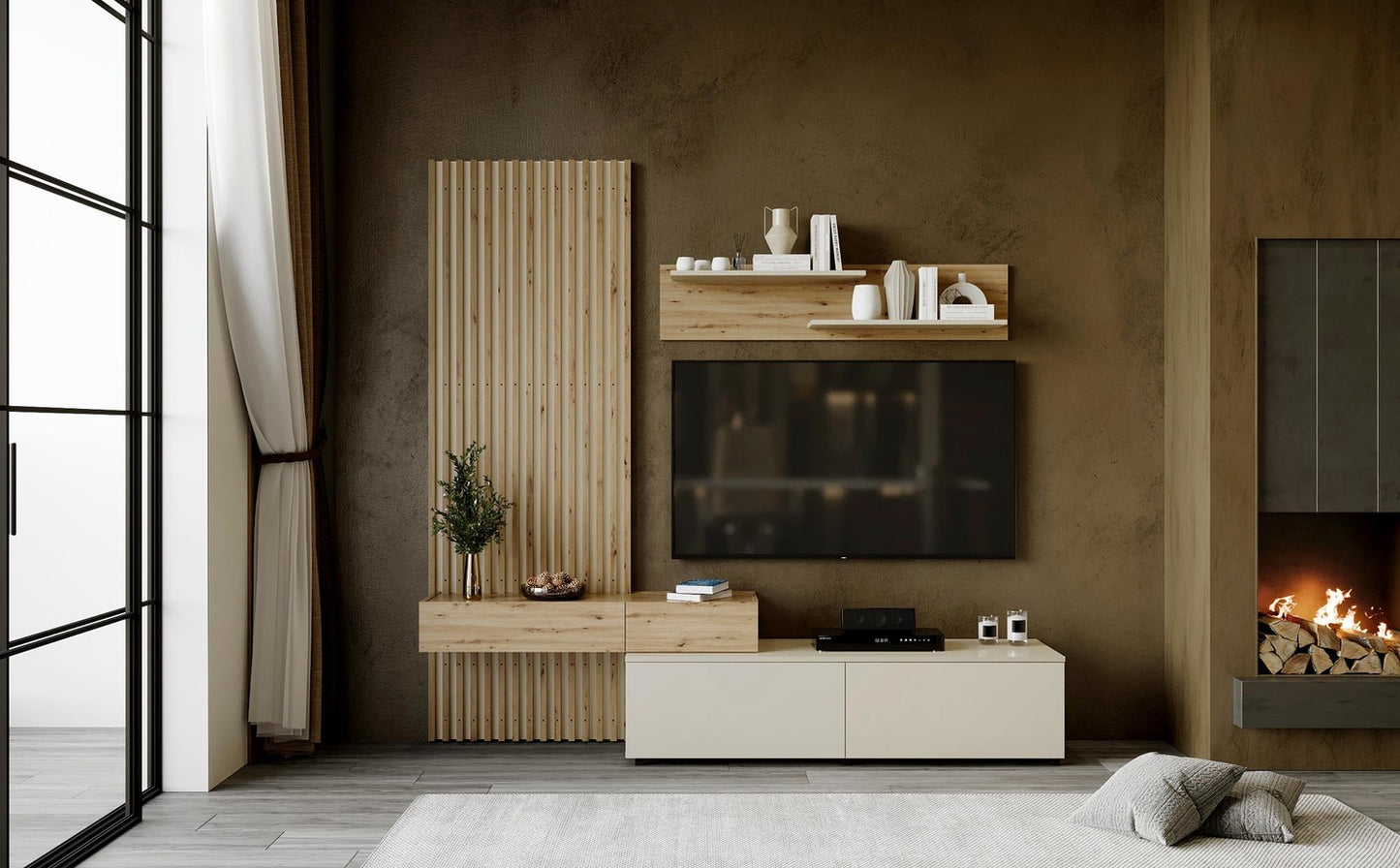 Mēbeļu komplekts Karmina 210 cm Artizan ozols/kašmirs