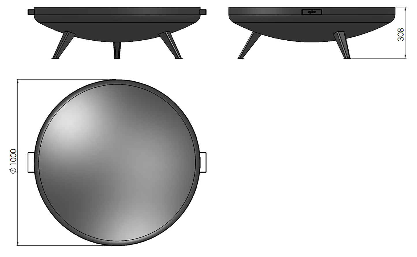 Dārza kamīns Mira 70/29; 100/30 cm melns - N1 Home