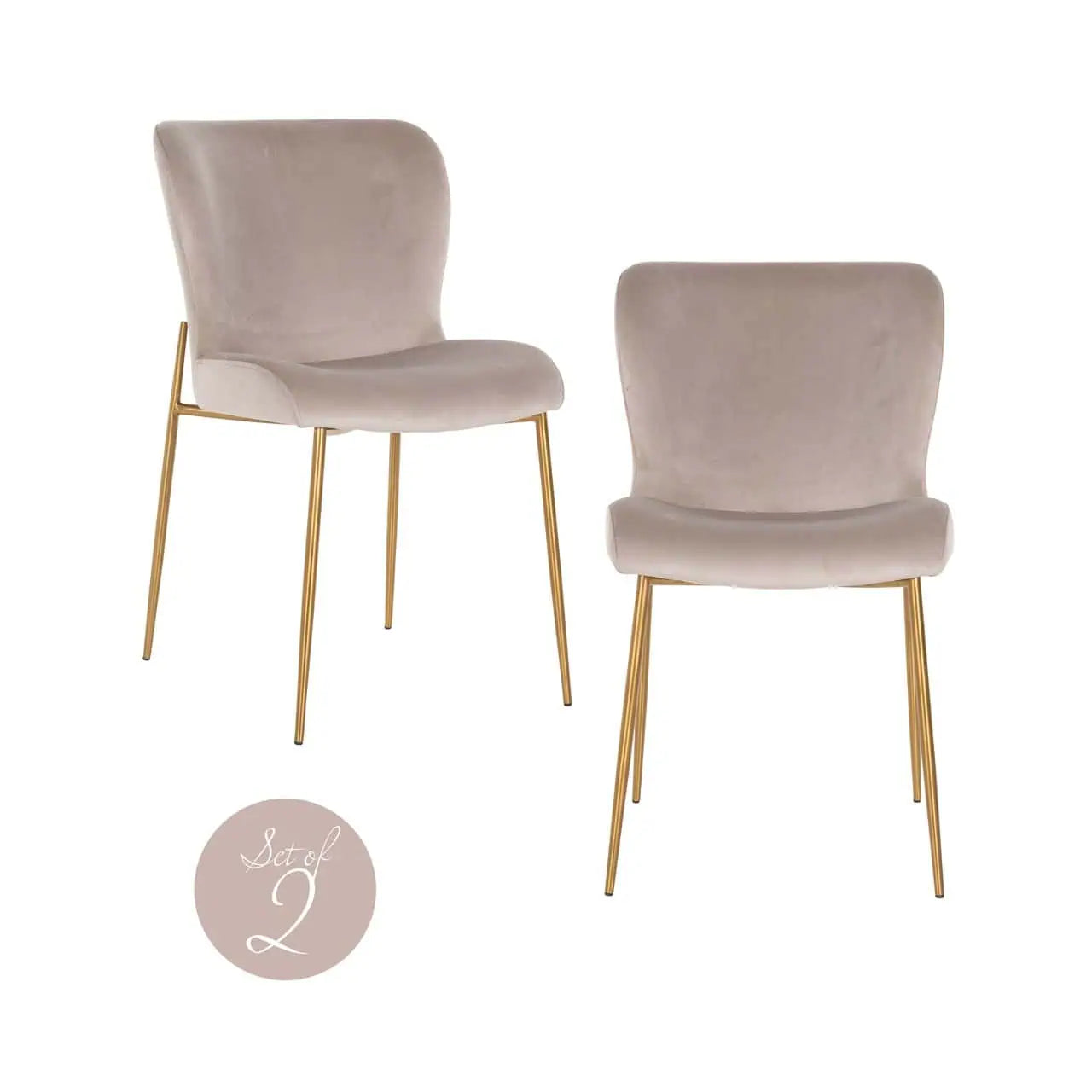 Krēsls Odessa (Set of 2) Richmond Interiors 85/49/64 cm khaki velvet - N1 Home