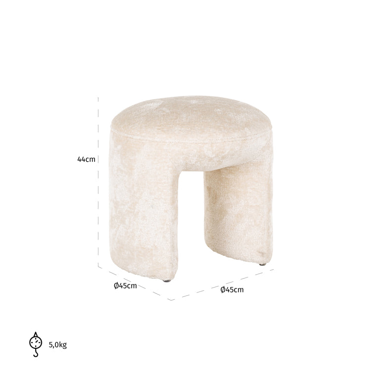 Pufs Fargo Richmond Interiors 44/45/45 cm Bergen 900 white chenille - N1 Home