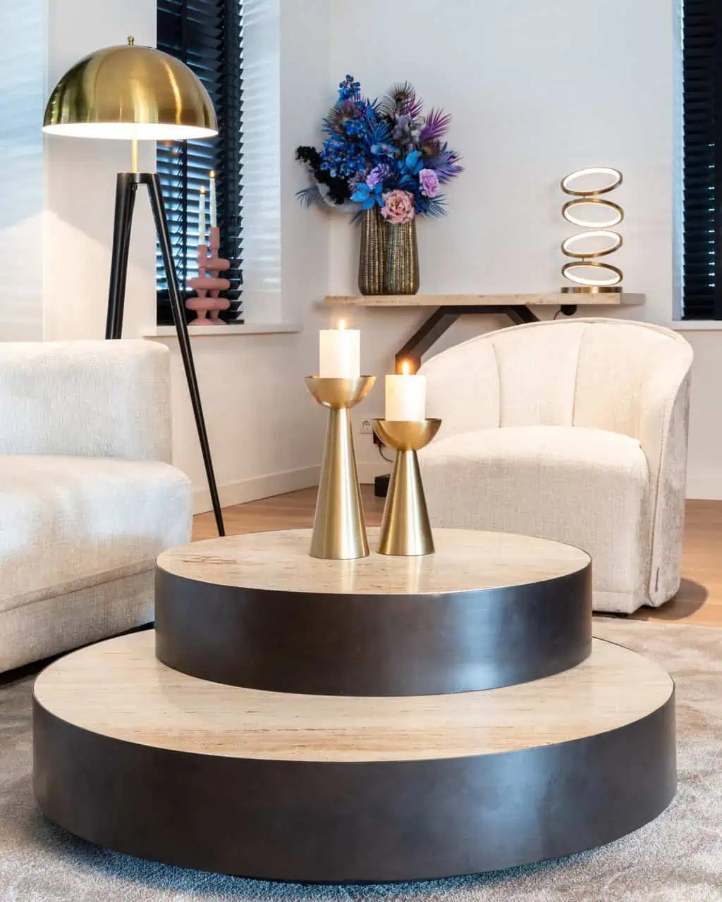 Kafijas galds Avalon Richmond Interiors 35/100/100 cm melns/bēšs - N1 Home