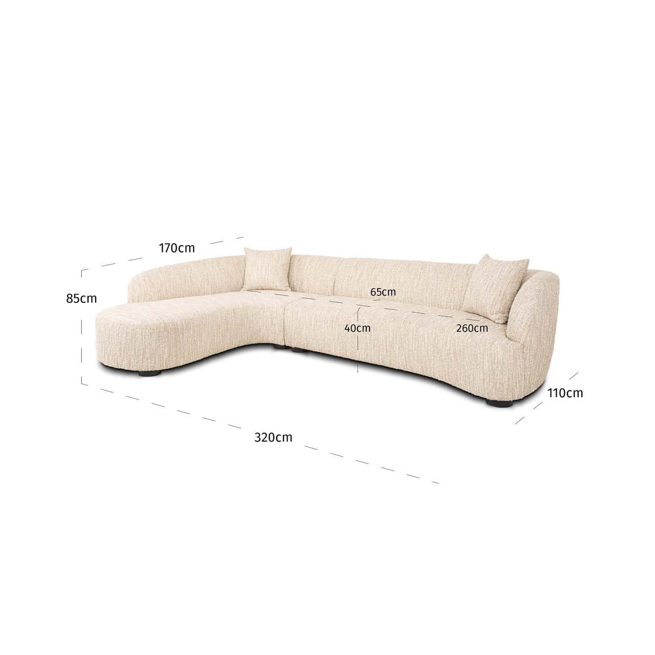 Dīvāns Pandora Richmond Interiors 320/85/210 cm beige angora lounge