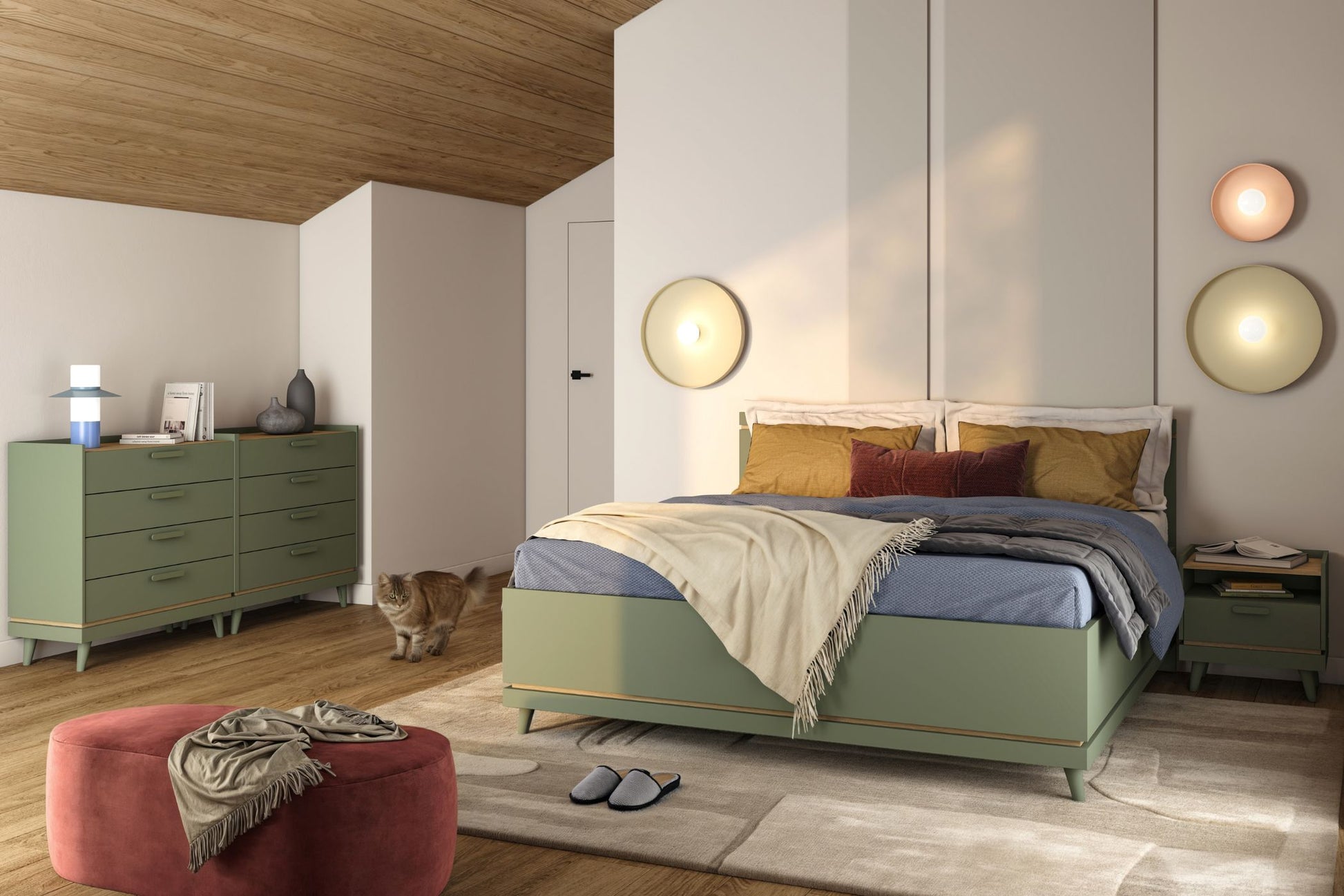 Kumode Skanija 90/90/40 cm zaļs - N1 Home