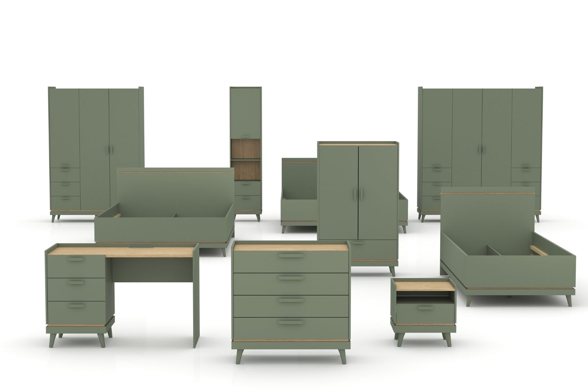 Naktsskapītis Skanija 50/51/40 cm zaļs - N1 Home