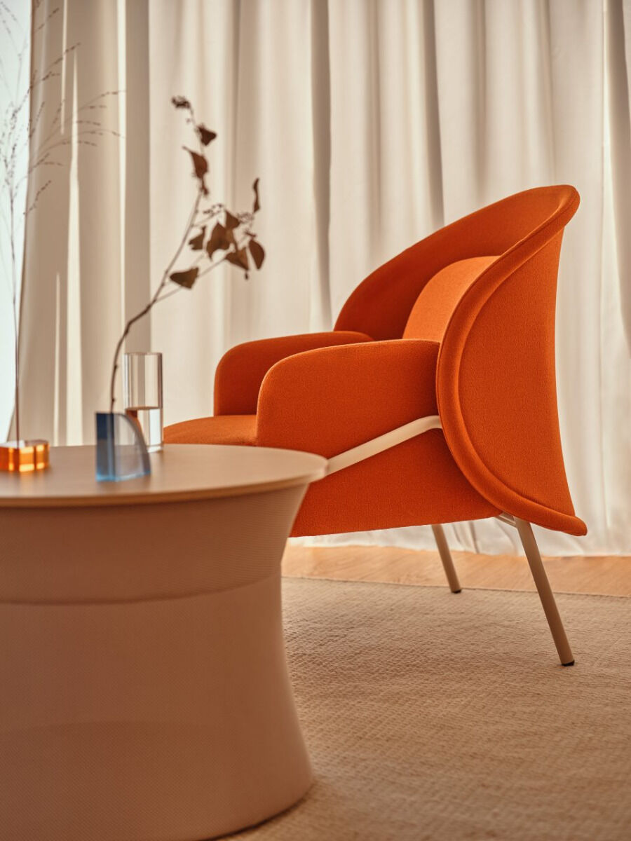 Krēsls Merd L 100/81/121 cm sarkans/dažādas polsterējuma krāsas - N1 Home