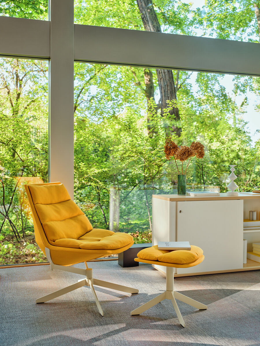 Krēsls Fafn āda 69/81/88 cm dzelts/dažādas polsterējuma krāsas - N1 Home