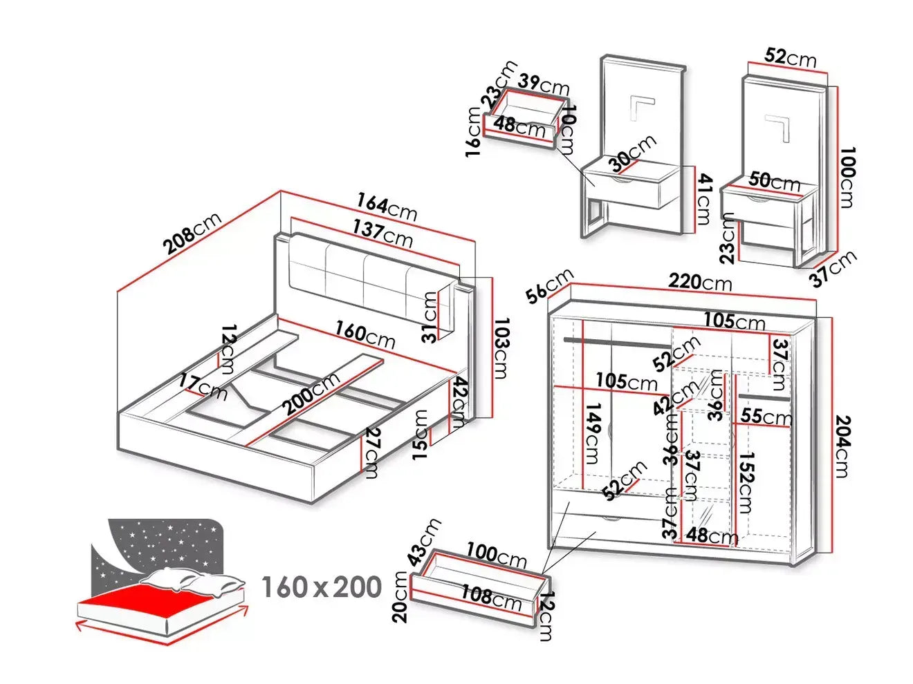 Skapis Ardi 220/204/56 cm ozols, smilšu krāsas, grunge/matera - N1 Home