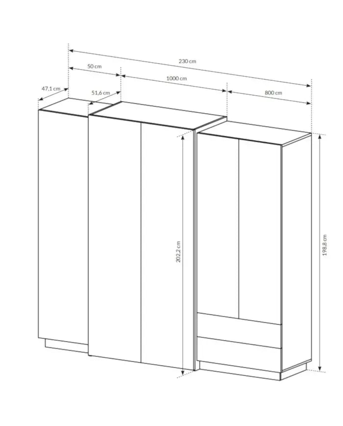 Skapis 3Dot 230/201/51 cm balts/zelts - N1 Home