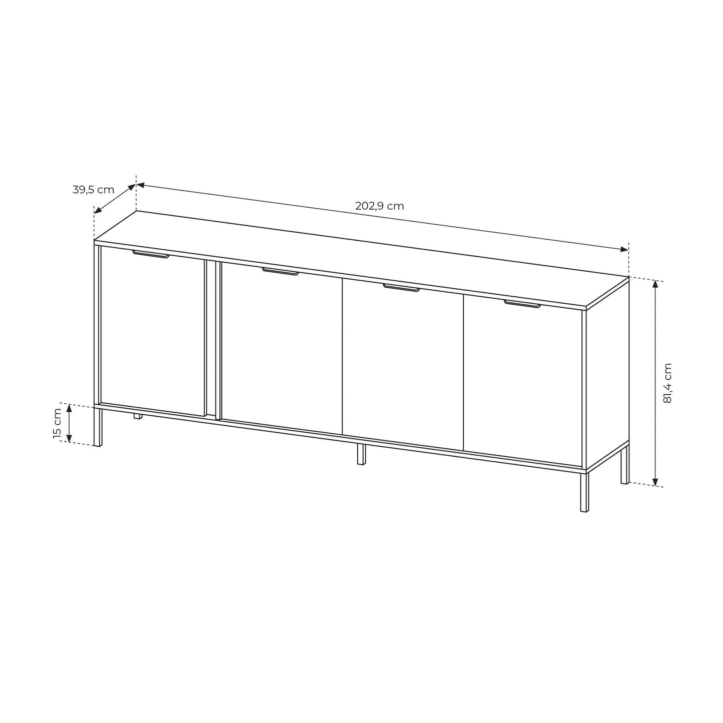 Kumode Larsi 202/81/39 cm melns - N1 Home