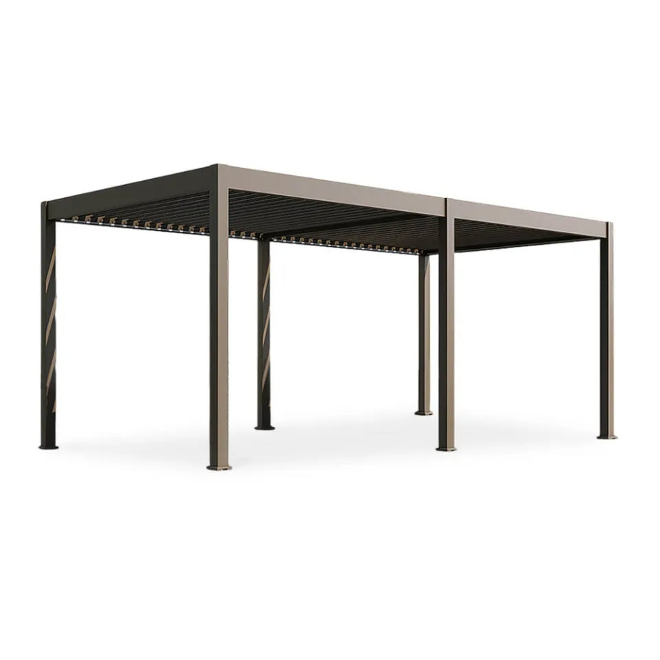 Bioklimatiskā terases pergola Elija AUTOMATIC 3x6 ar LED apgaismojumu 600/309/255 cm taupe - N1 Home