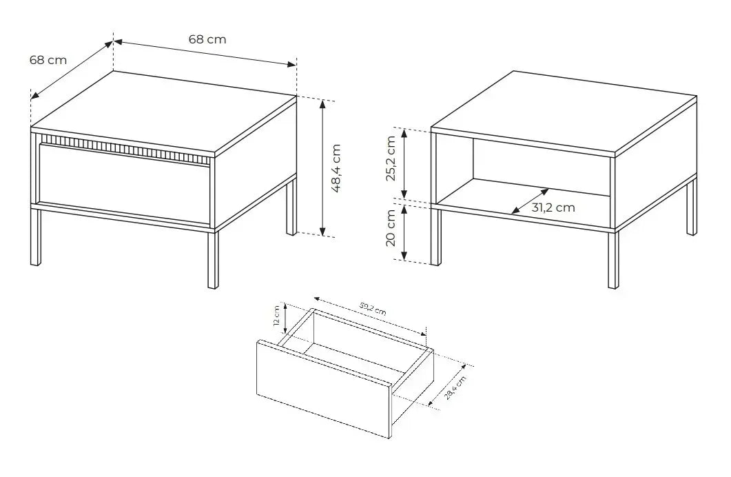Kafijas galdiņš Sensi 68/48/68 cm bēšš - N1 Home