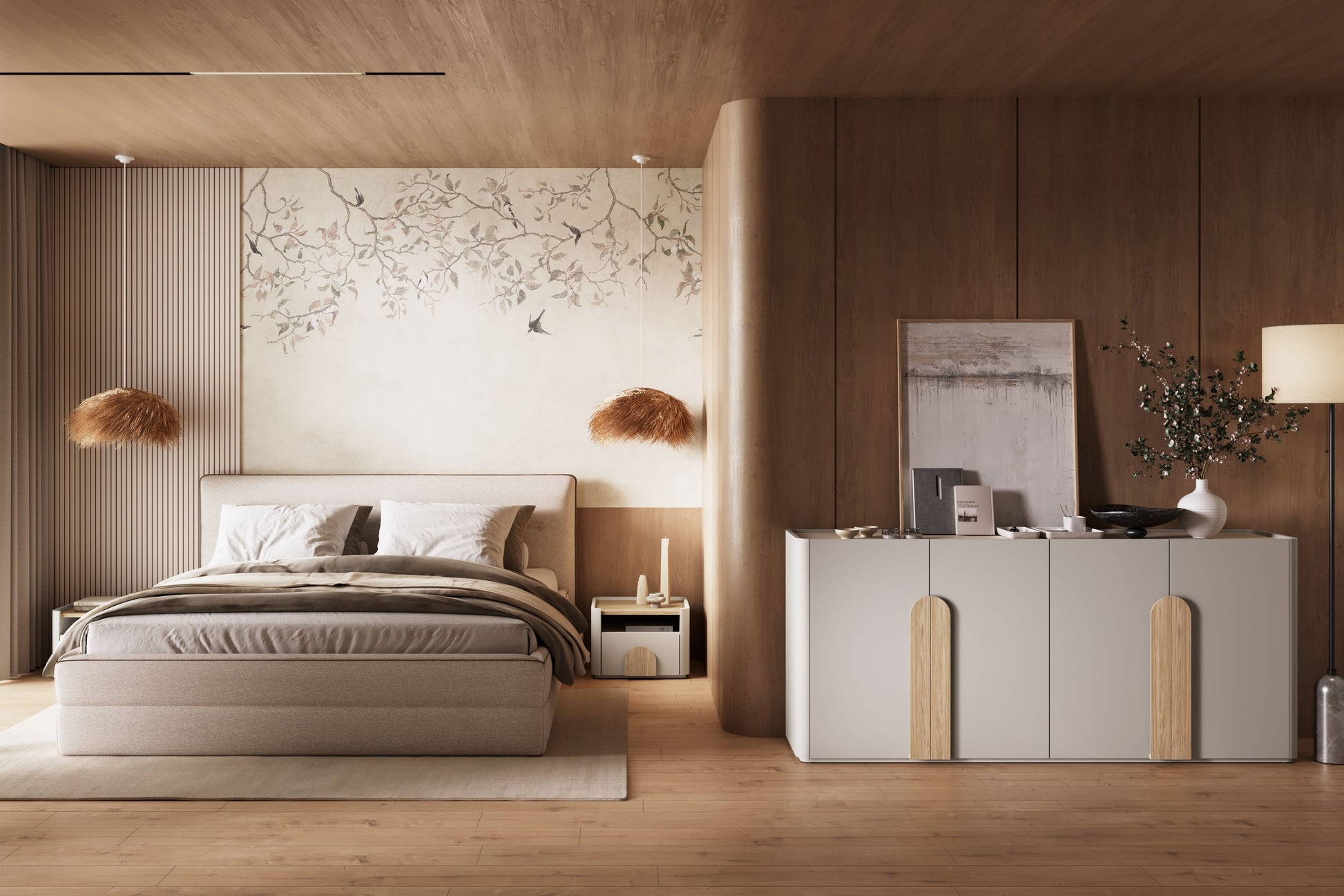 Naktsgaldiņš Amil 48/35.5/48 cm Kašmirs / Eļļots ozols / Gaišs ozols - N1 Home