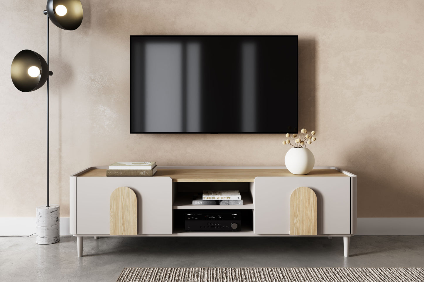 TV skapis Amil 170/48/48 cm kašmirs/eļļots ozols/gaišs ozols - N1 Home