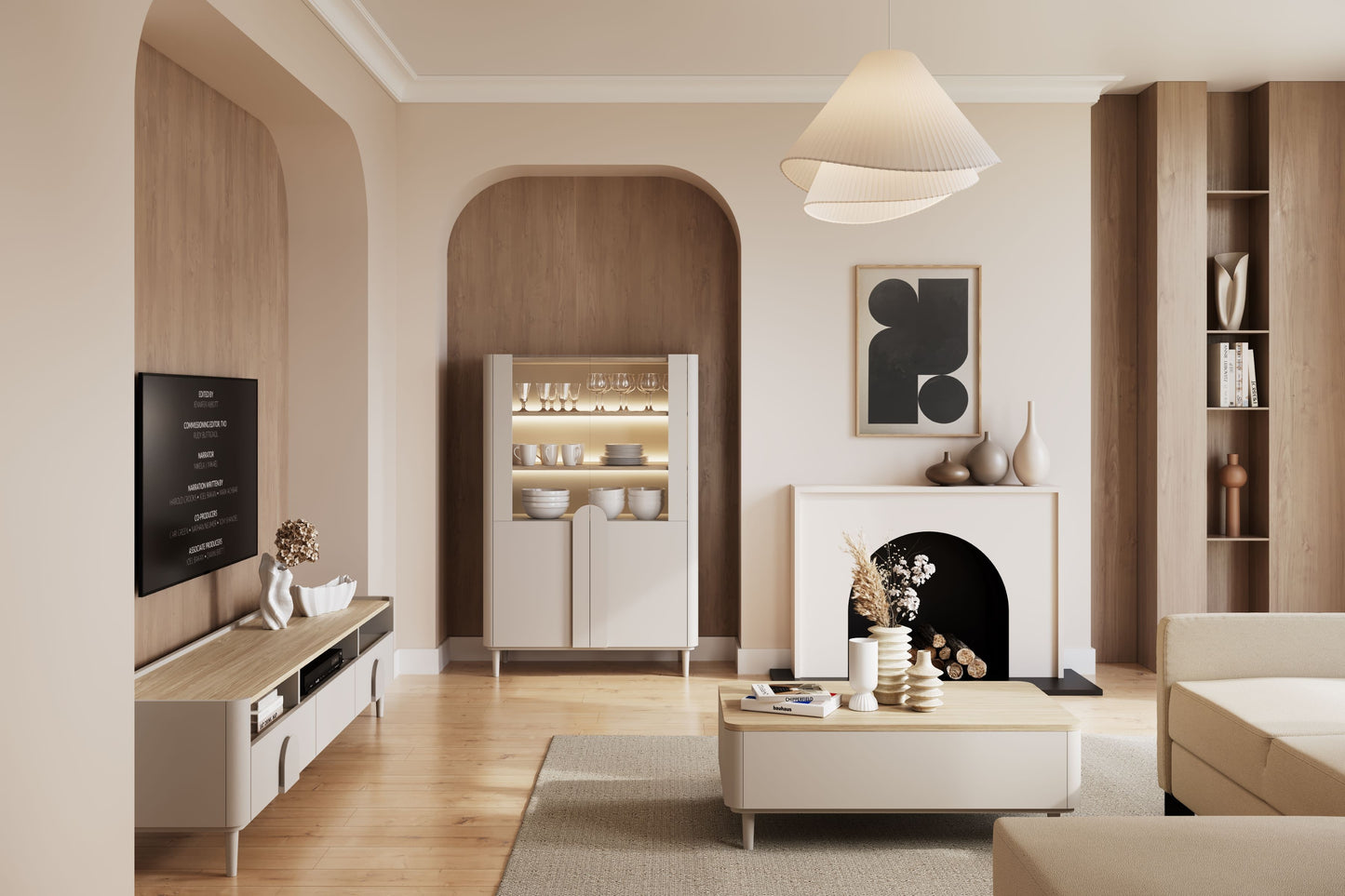 TV skapis Amil 200/48/48 cm Kašmirs / Eļļots ozols - N1 Home