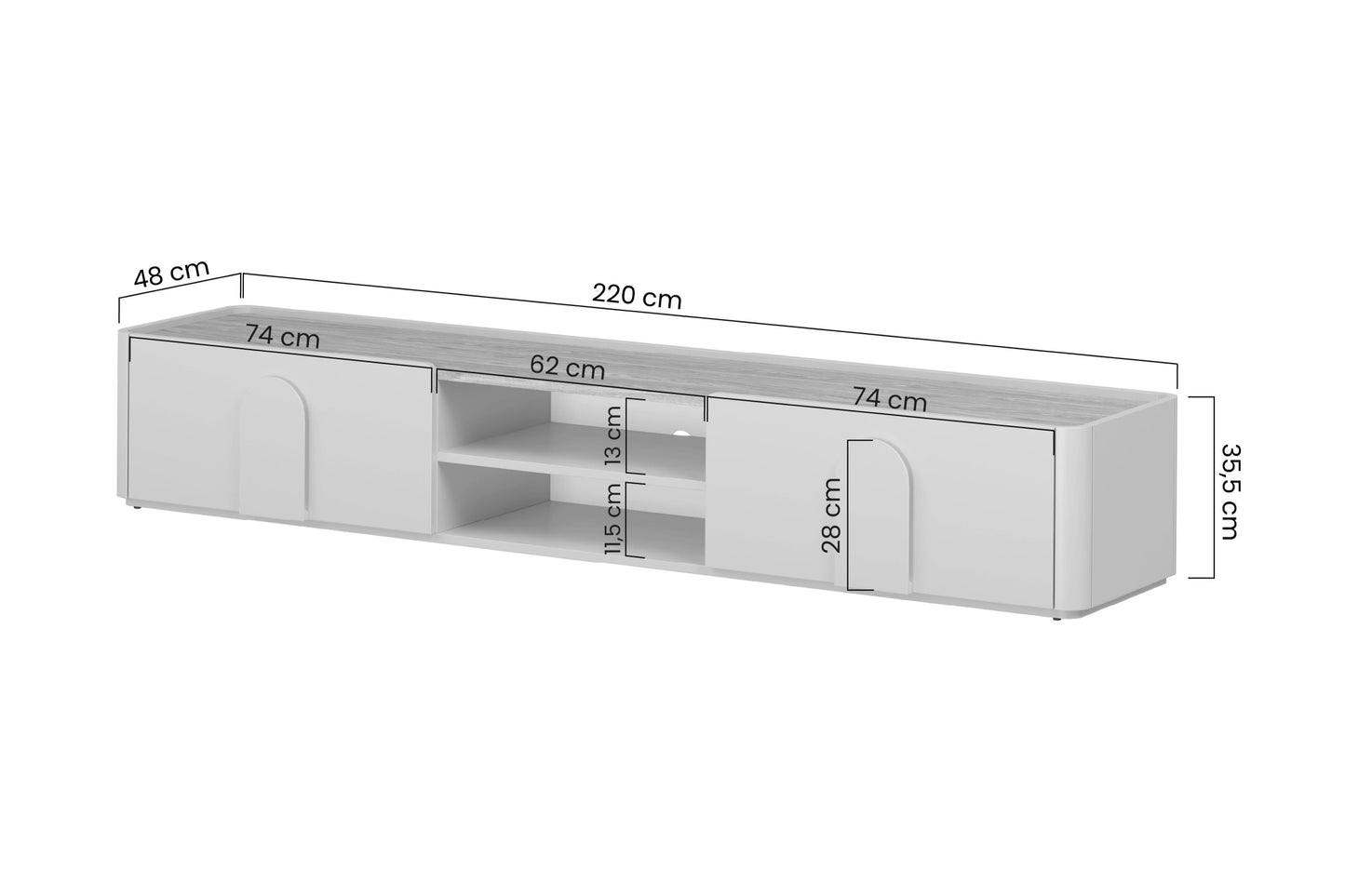 TV skapis Amil 220/35.5/48 cm Eikalipts / Baltijas kāpu ozols / Dabīgais ozols - N1 Home