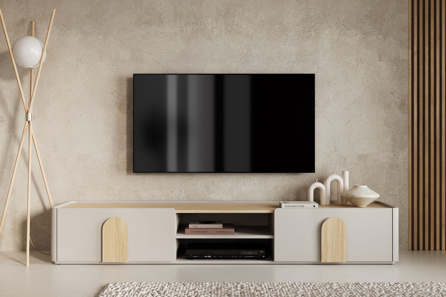 TV skapis Amil 220/35.5/48 cm Kašmirs / Eļļots ozols / Gaišs ozols - N1 Home