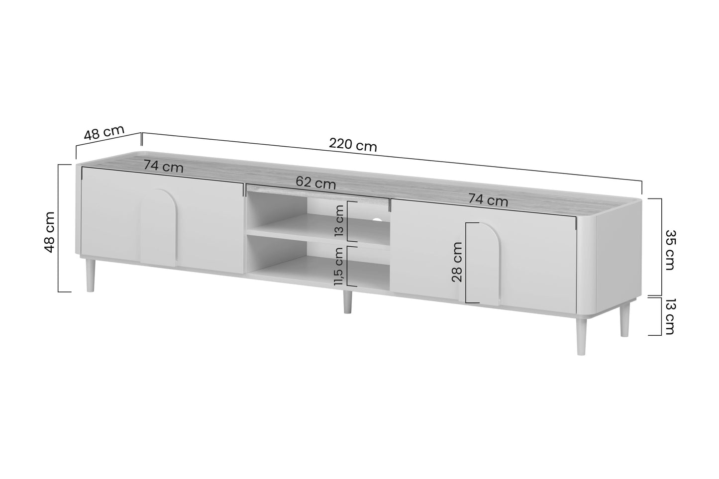TV skapis Amil 220/48/48 cm Eikalipts / Baltijas kāpu ozols / Dabīgais ozols - N1 Home