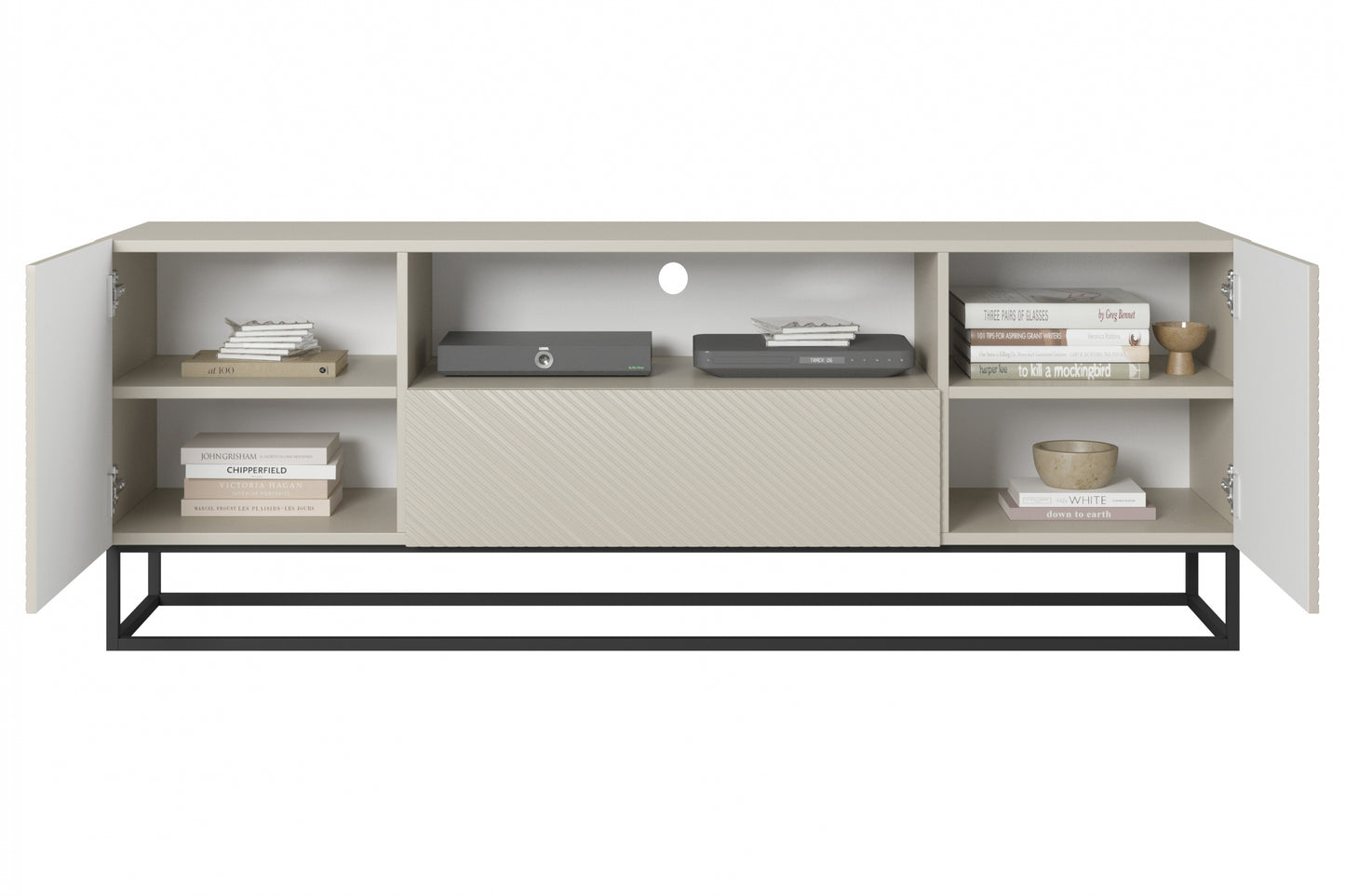 OSLO RTV kumode uz metāla kājām 167/60/40 cm kašmirs/melns - N1 Home