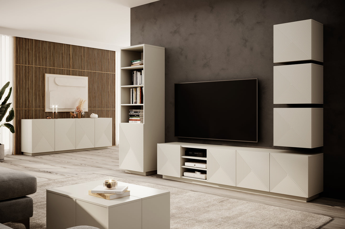 OSLO RTV kumode ar plauktiem 200/46/40 cm kašmirs - N1 Home