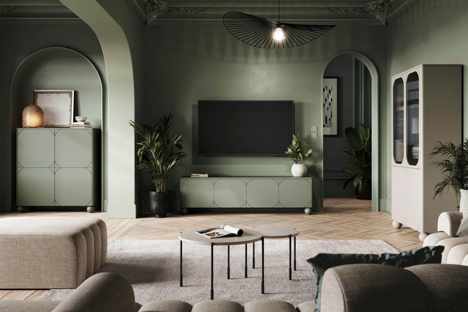 Kumode RTV BARI II ar atvilktnes  200/57/45 olives - N1 Home