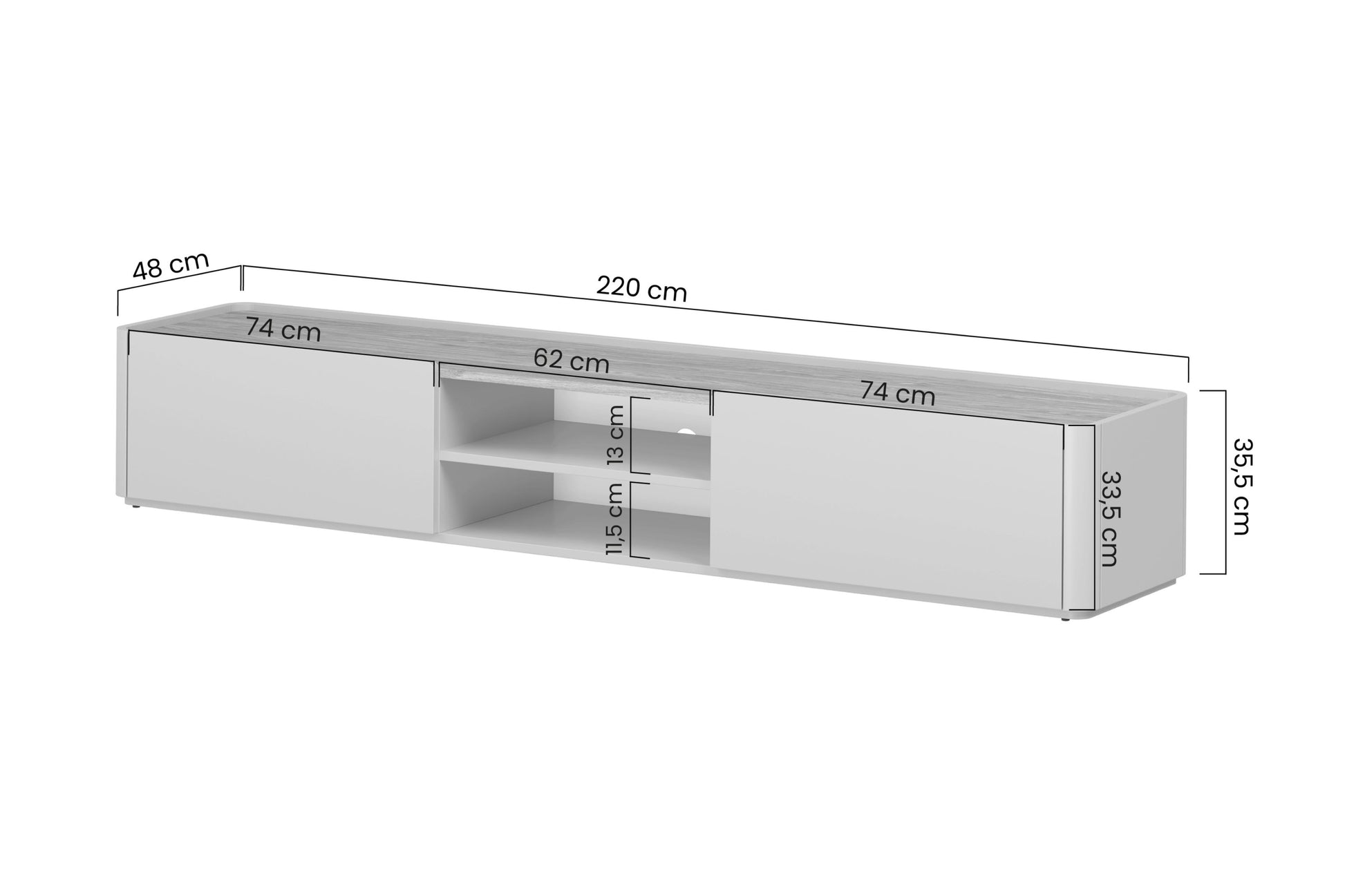 TV skapis Elva 220/35.5/48 Kašmirs / Eļļots ozols - N1 Home