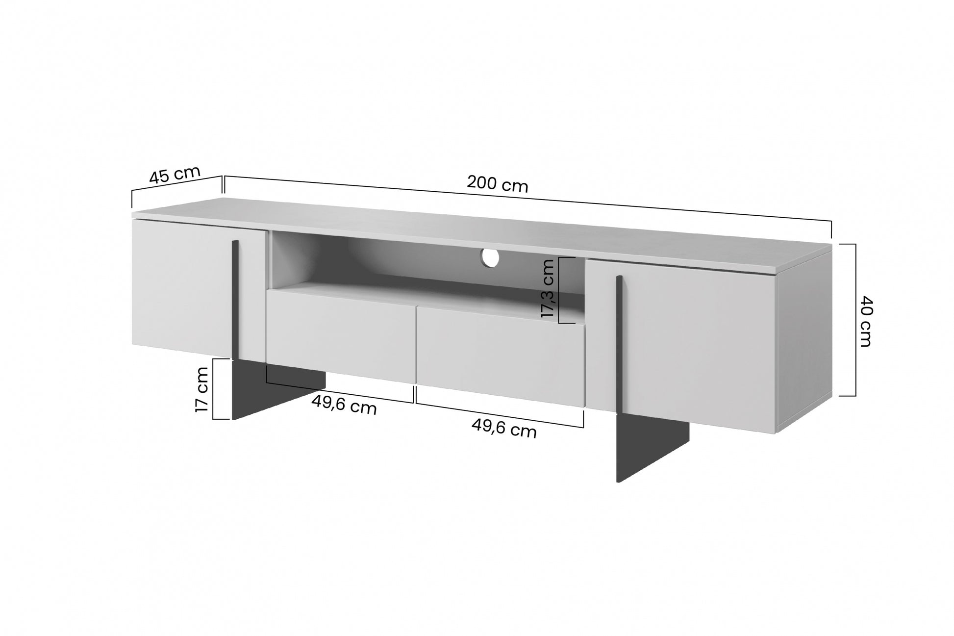 TV skapis Lare 200/57/45 cm kašmirs - N1 Home