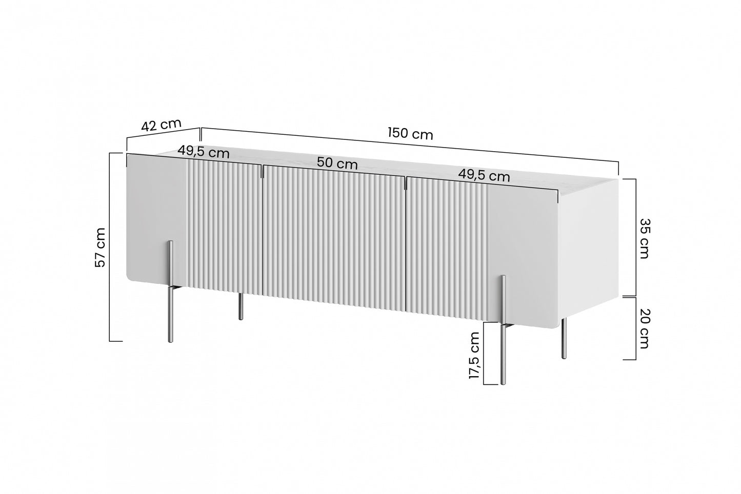 RTV skapis Dersi 200/57/42 cm kamirs/zelts - N1 Home