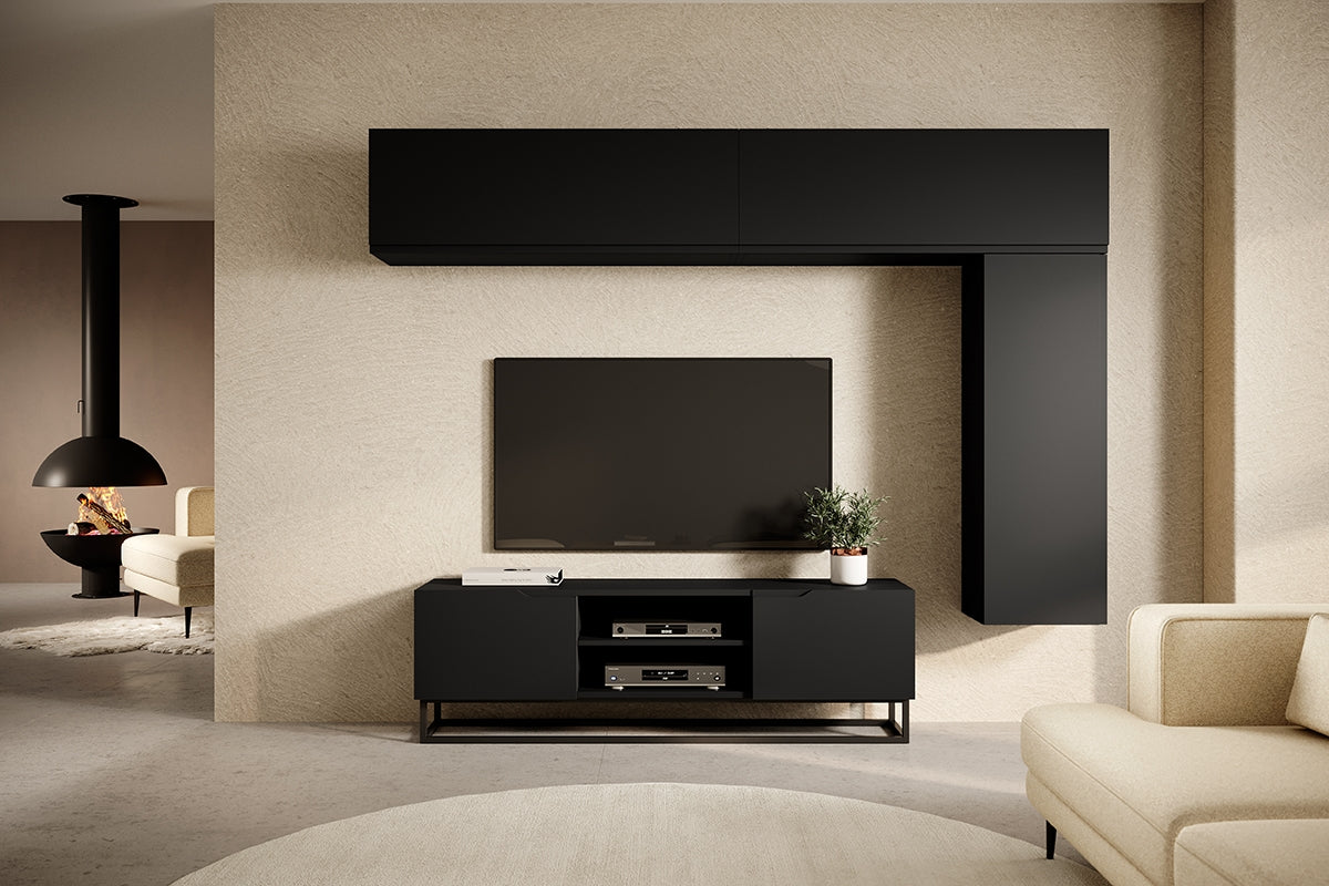 TV skapis LOFT mini uz metāla kājām 160/52/37 cm melns - N1 Home