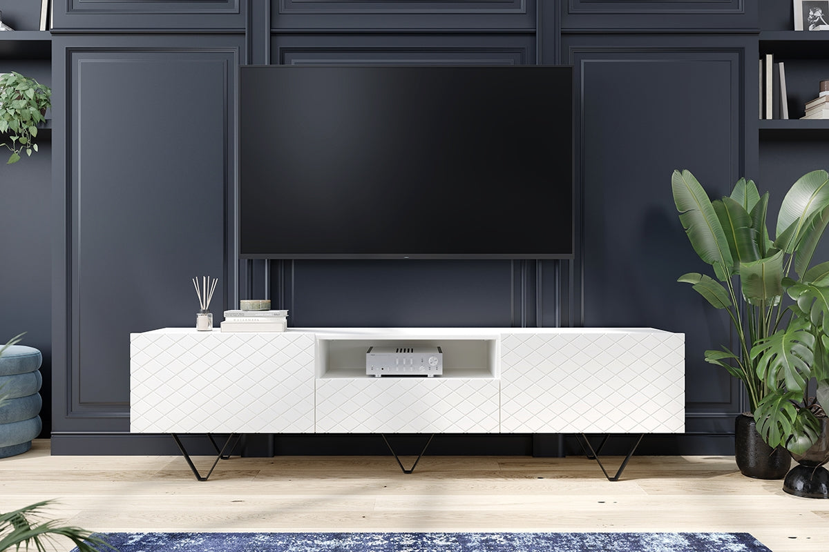 LUKKA RTV kumode 190/51/42  melnas kājas/balts - N1 Home