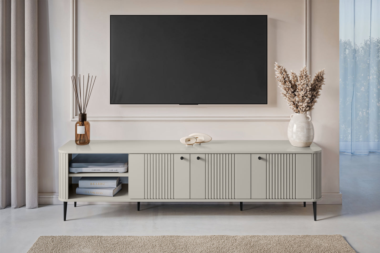 TV skapis Vespa  187/51/38 cm kašmirs/melns - N1 Home