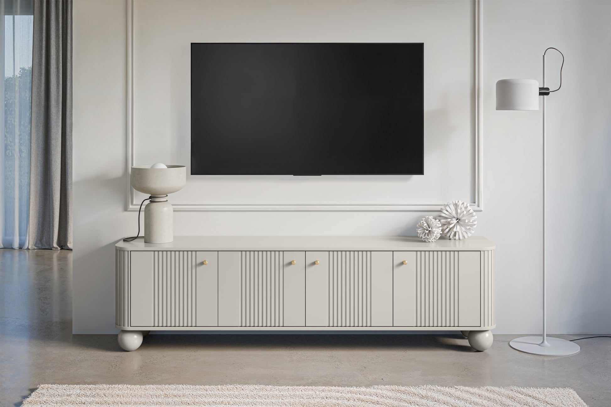 TV skapis Vespa 187/48/38 cm kašmirs/zelts - N1 Home