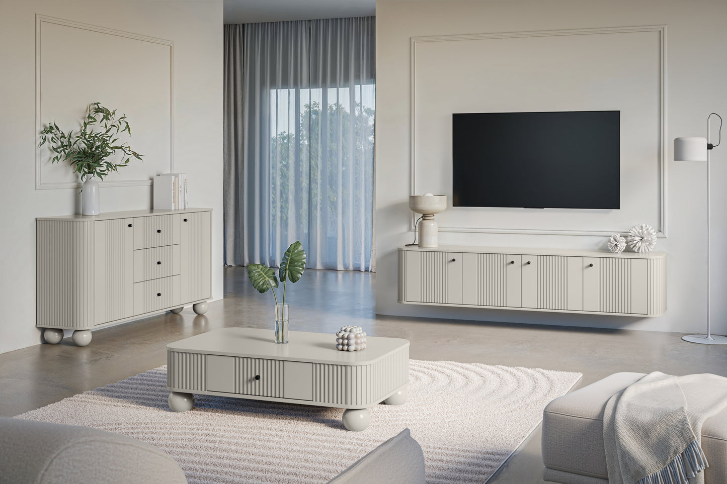 TV skapis Vespa 187/36/38 cm kašmirs/melns - N1 Home