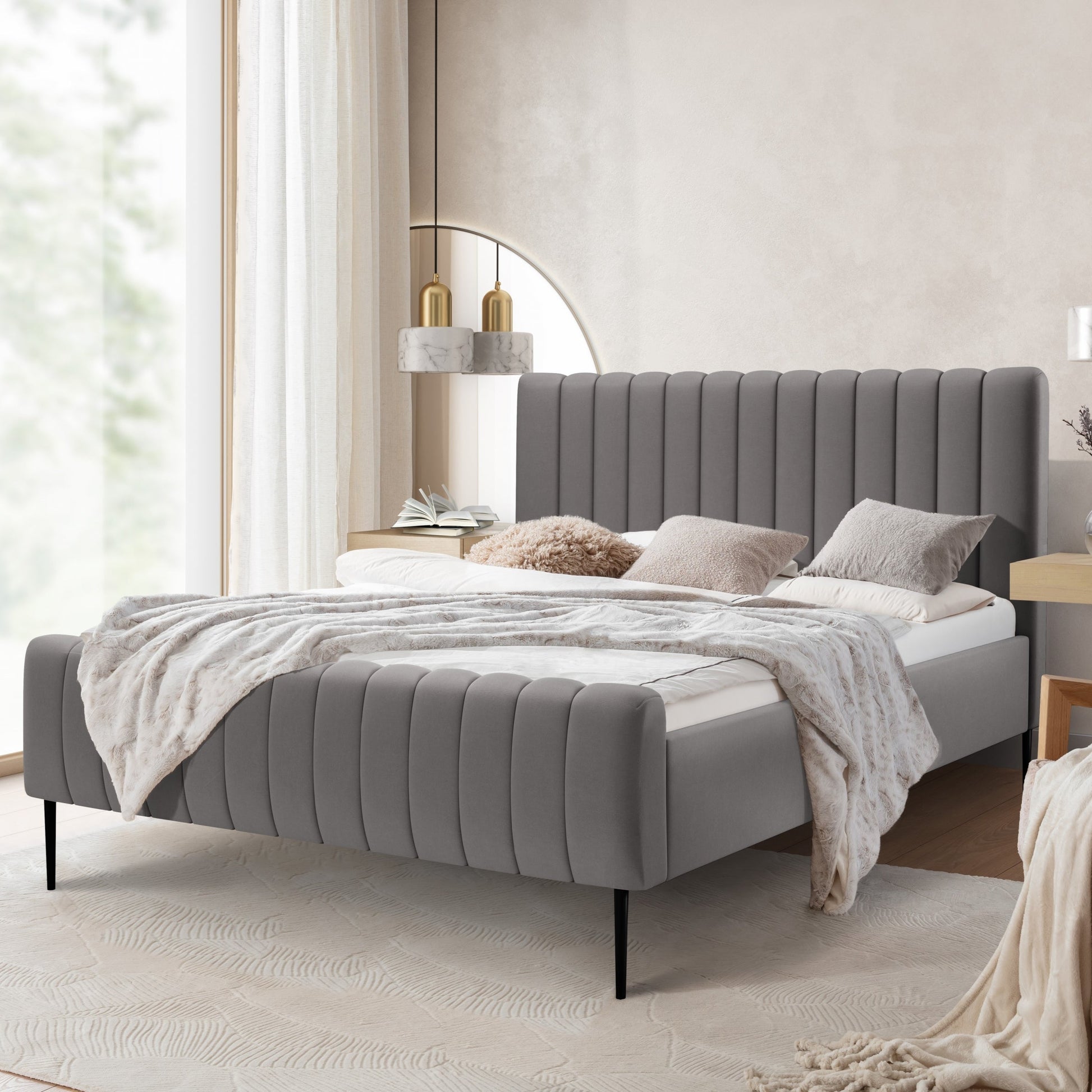 Gulta Austin melnas kājas 120; 140; 160; 180/200 cm Velluto 15 - N1 Home