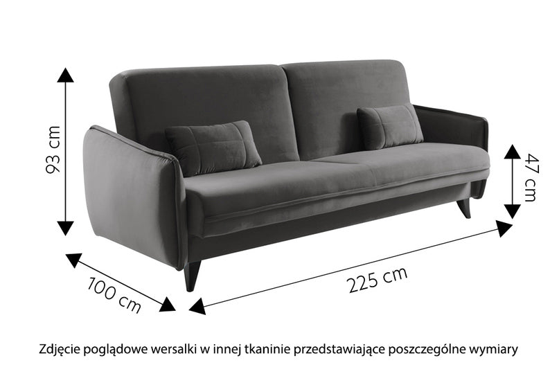 TINOCAN Izvelkamais dīvāns, 222 cm, ar vietu uzglabāšanai, zils samts - N1 Home