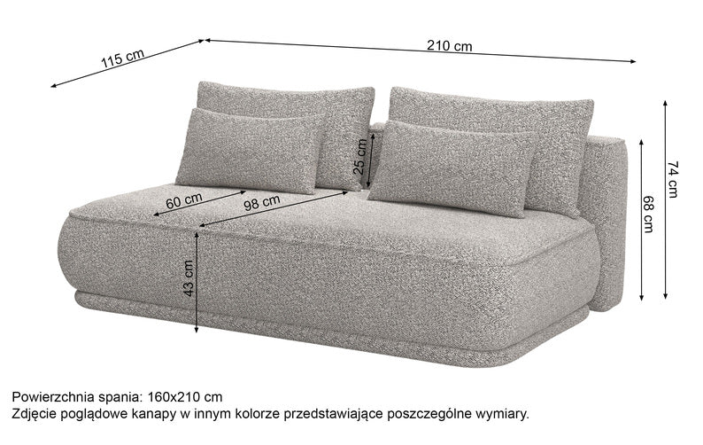 LEA Trīsvietīgs dīvāns ar glabātuvi, smilškrāsas bukle - N1 Home