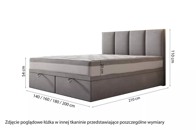 CATALEMER Kontinentālā gulta 140/160/180/200 x200 cm ar konteineriem, tumši zils samts