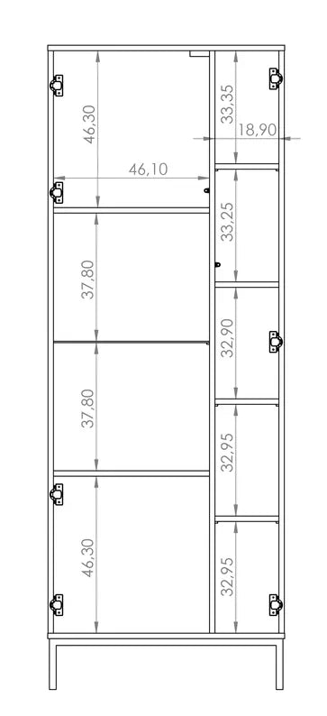 RILAPE Divdurvju vitrīnas skapis 70 cm, hikorijs