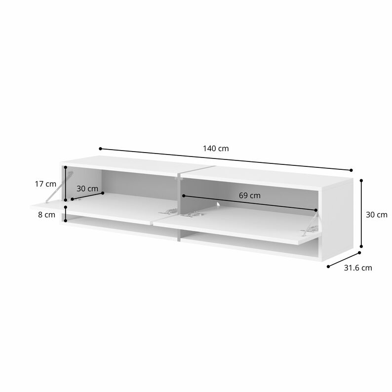 RGO TV skapis, 140/200 cm, balts marmors ar zelta ieliktni - N1 Home