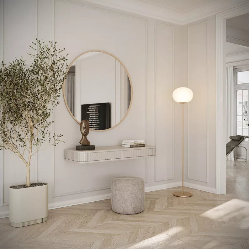 LOVORE Piekarināmais tualetes galdiņš ar rievām un divām atvilktnēm, 113 cm, pelēki bēšs - N1 Home