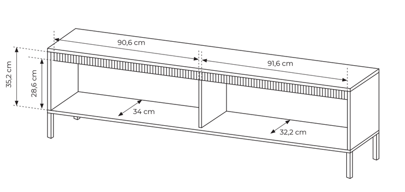 FETTO Divu durvju TV skapis ar frēzētu priekšpusi, 153 /187 cm, bēšs - N1 Home