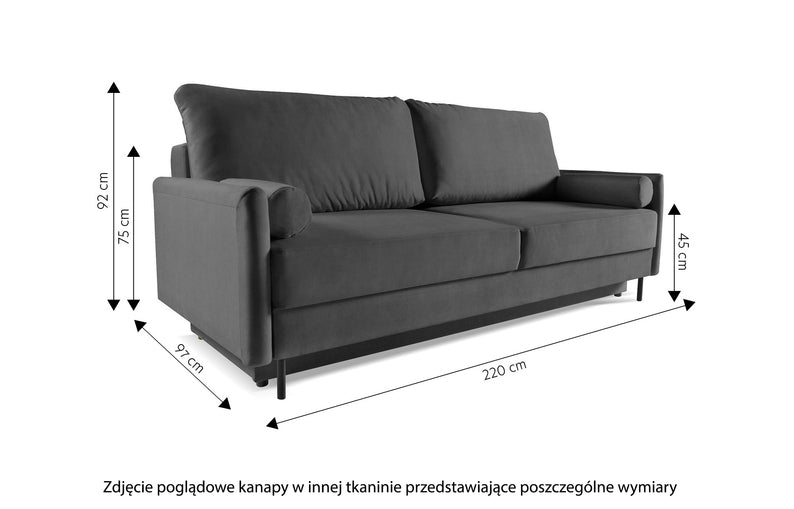 MONDE Trīsvietīgais dīvāns ar glabātuvi, gaiši pelēks, viegli tīrāms samts - N1 Home