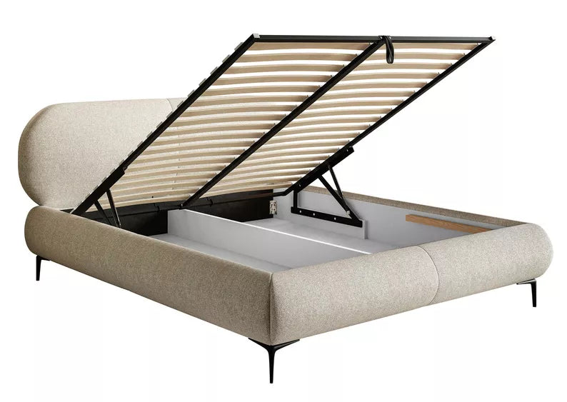 Gulta ar konteineru Valeo 140/160/180x 200 cm Toronto 01 (Lech), melnas kājas - N1 Home