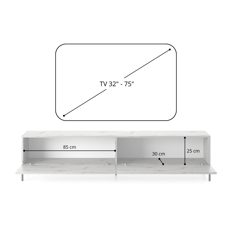 LAMME TV skapis, 175 cm, matēti melnas līstes, zelta kājas - N1 Home