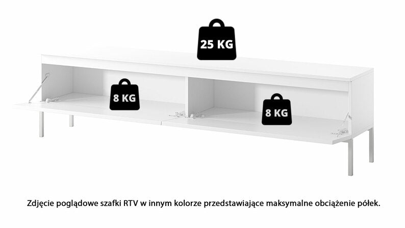 MEBBI TV skapis, 175 cm, balts ar zelta kājiņām - N1 Home