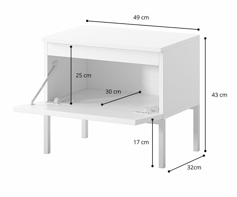 MEBBI Balts naktsgaldiņš ar zeltainām kājām - N1 Home