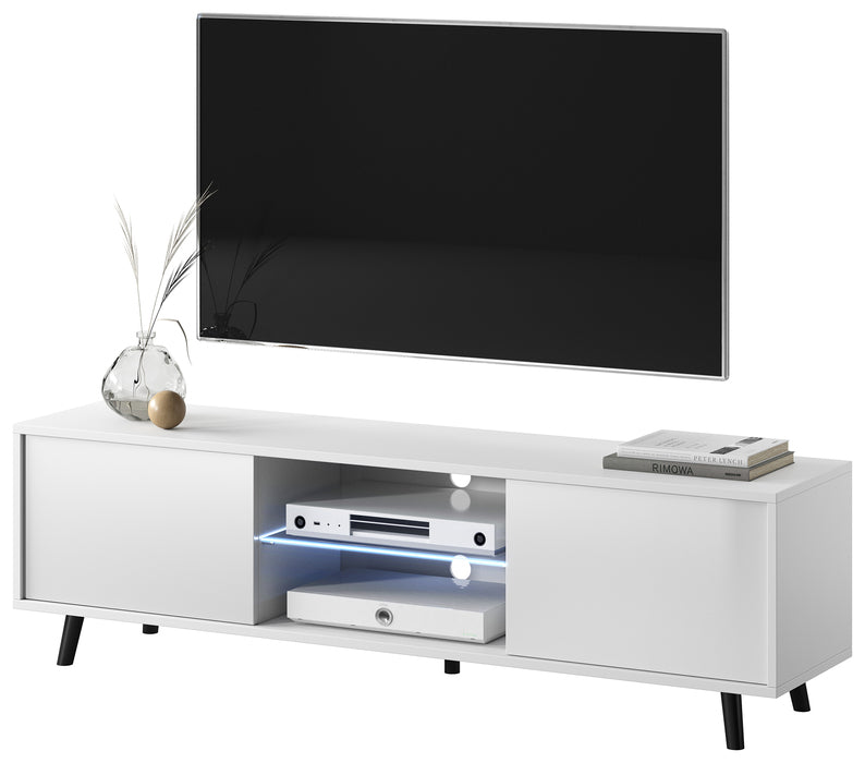 FYRLE TV skapis 140 cm, matēts balts / balts spīdums - N1 Home