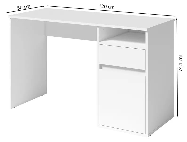 CILA Rakstāmgalds ar atvilktni un skapi 120 cm, balts